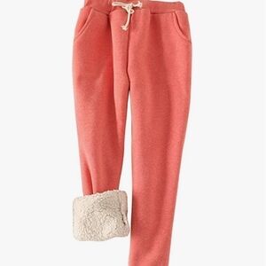NEW PINK SHERPA FLEECE LINED JOGGER SWEATPANTS